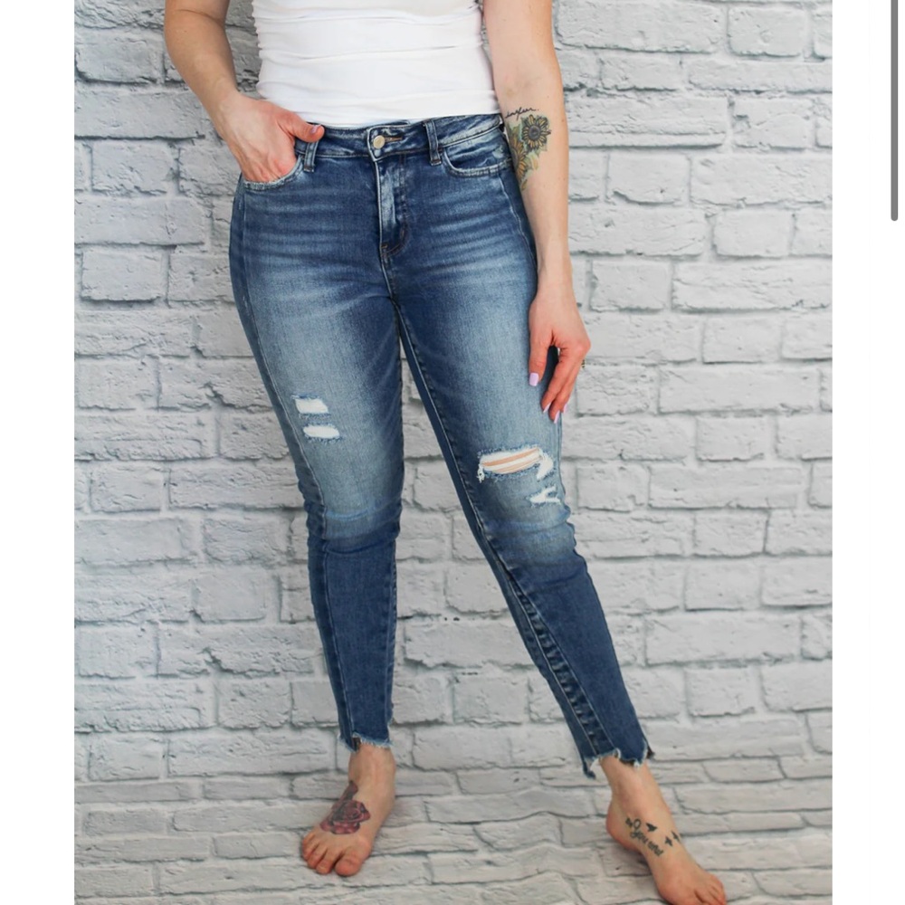 High rise ankle skinny jeans
